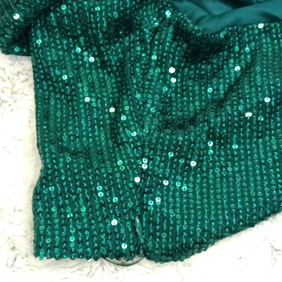 NWT Vint & Love Green Sparkle Sleeveless Sequined & Glitter Wedding Blouse Sz L - Picture 13 of 16